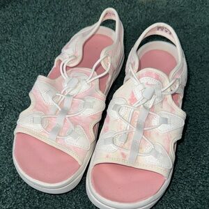 Pink and White Nike Airmax Sandals